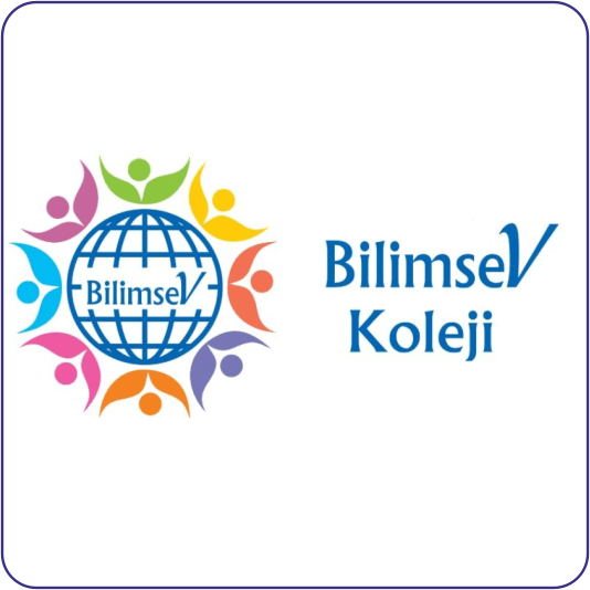 Bilimsev Koleji logosu, renkli insan figürlerinin yer aldığı dünya simgesiyle birlikte tasarlanmış.
